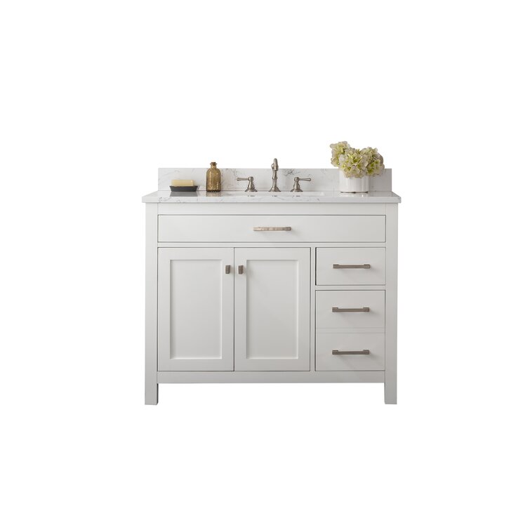 Breakwater Bay Saur 42'' Free Standing Single Bathroom Vanity with  Engineered Stone Top & Reviews