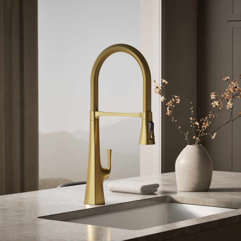 Graze Single-Handle Semi-Professional Kitchen Sink Faucet With 24-5/16-In Spout, Gold