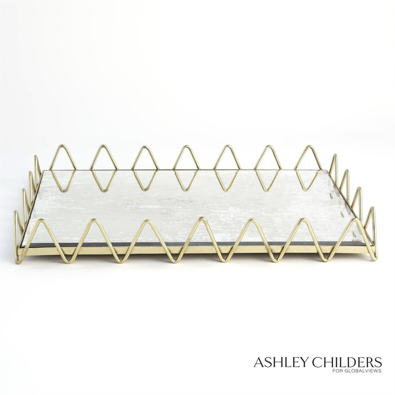 Ric Rac Tray-Gold W/Antique Mirror