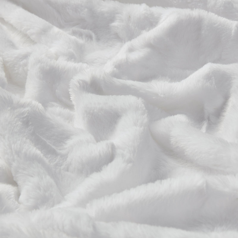 Jeté luxueux en fausse fourrure surdimensionné Zuri, L 70 po x l 60 po, Blanc