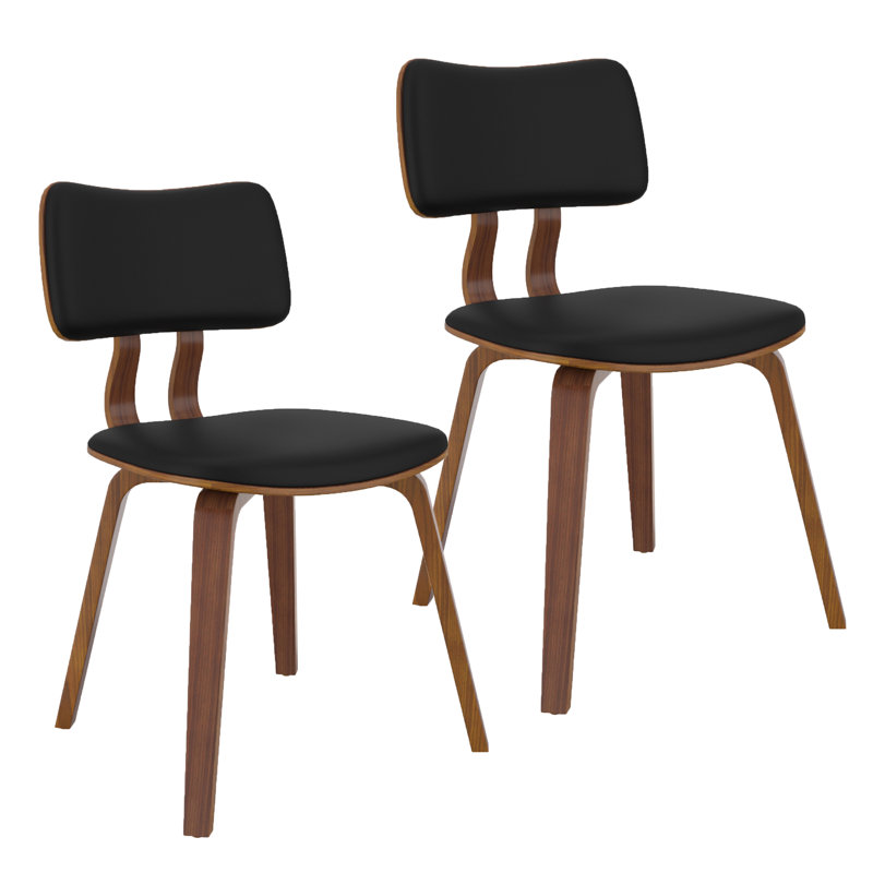 Chaise d'appoint Uselton Mid-Century, Noir, Noyer, 2