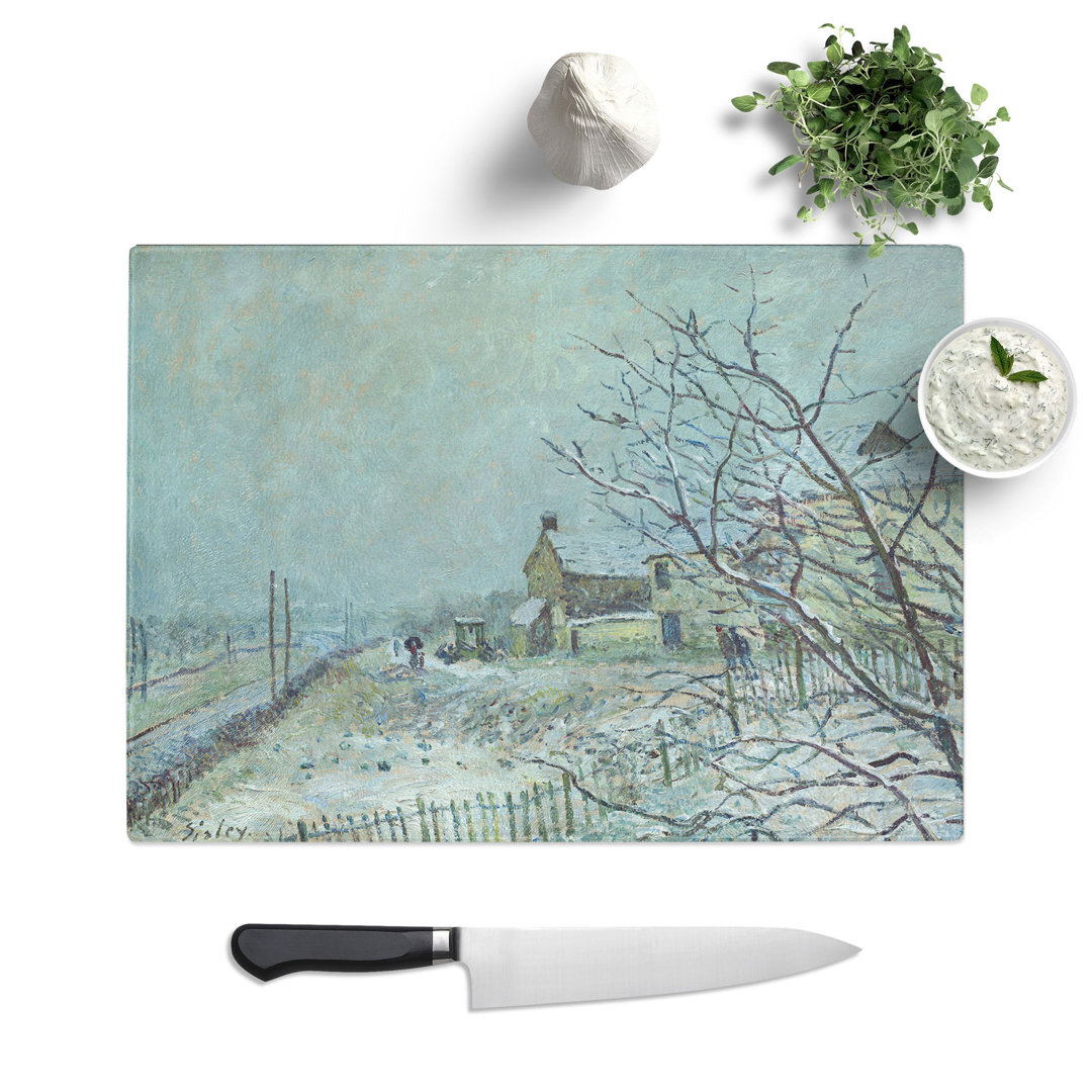 First Snow at Veneux-Nadon by Alfred Sisley Chopping Board
