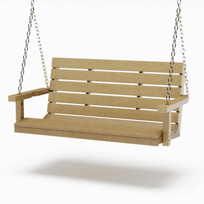  Amish Made Signature Poly Composite Porch Swing, 4-Foot, Weathered Wood