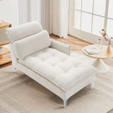55" Upholstered One Arm Chaise Lounge Chair with Adjustable Headrests And Lumbar Pillow