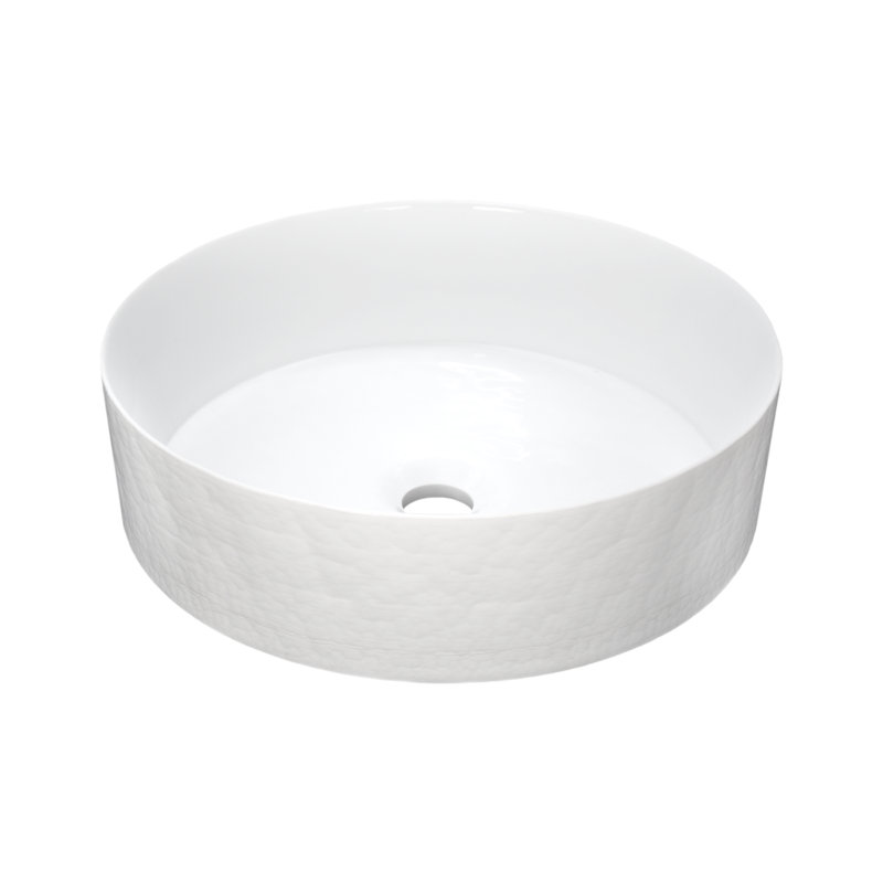 Positano 16" Handmade Murano Glass Round Vessel Bathroom Sink, Bianco