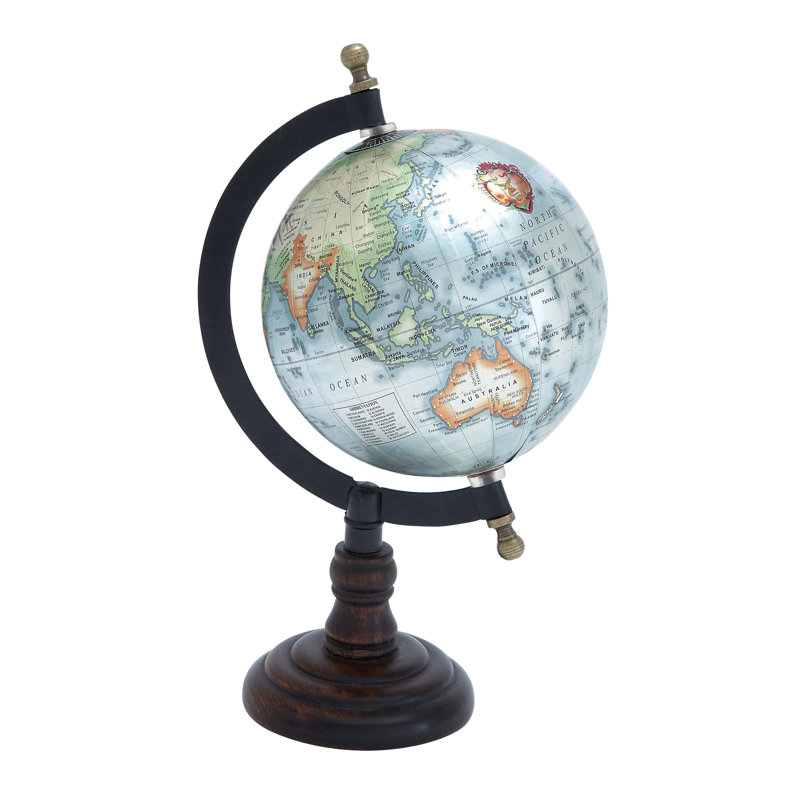 Globe terrestre brun en bois de manguier