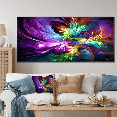 Purple And Green Fractal Fusion II - Fractal Wall Art Print