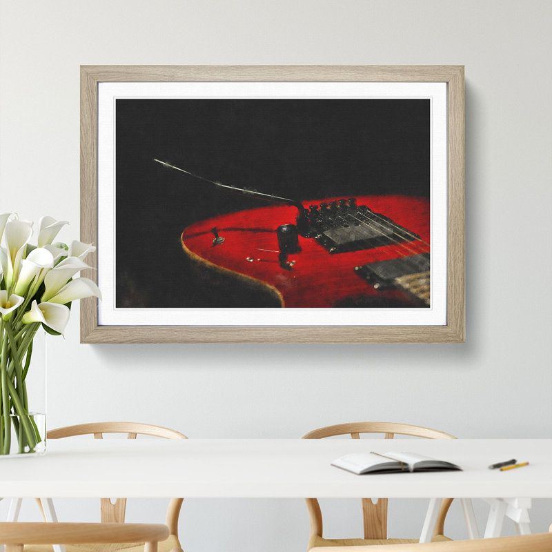 Electric Guitar Vol.1 - Picture Frame Graphic Art, 27cm H x 36cm W x 2cm D, Oak Framed