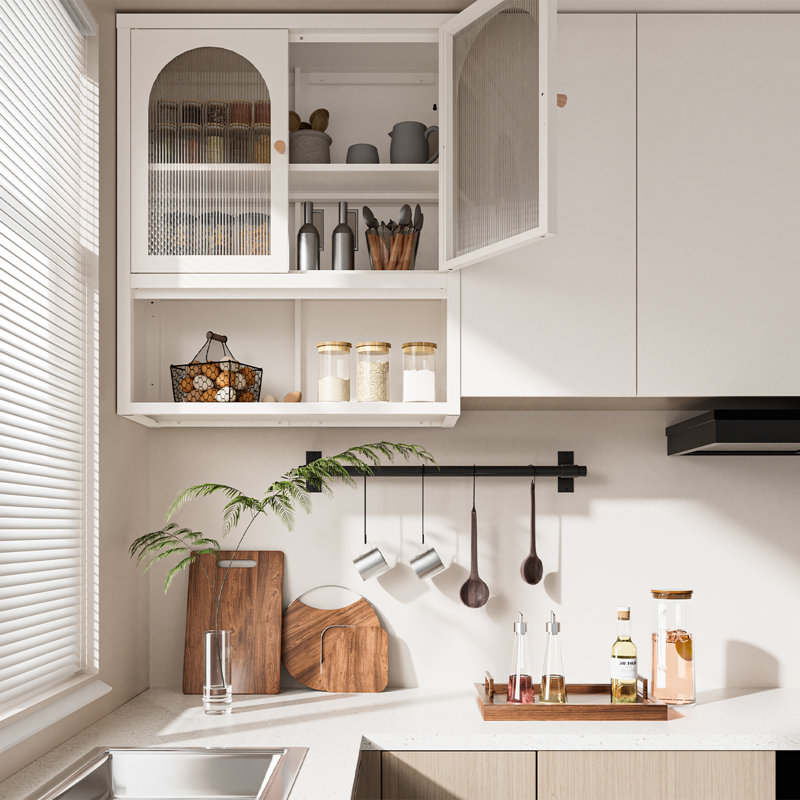27.6"H Metal Wall Bathroom Cabinet with Adjustable Shelf and Open Storage, White