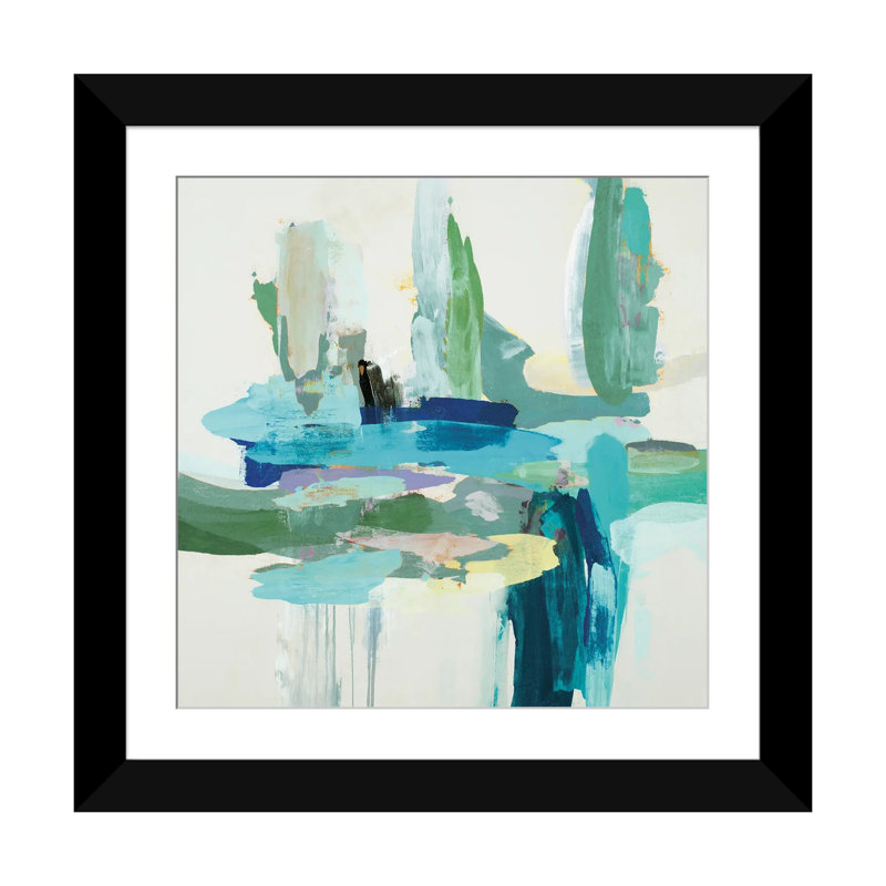 Synergy II - bleu et bleu sarcelle, Cadre d'angle ouvert noir, H 16 po x l 16 po