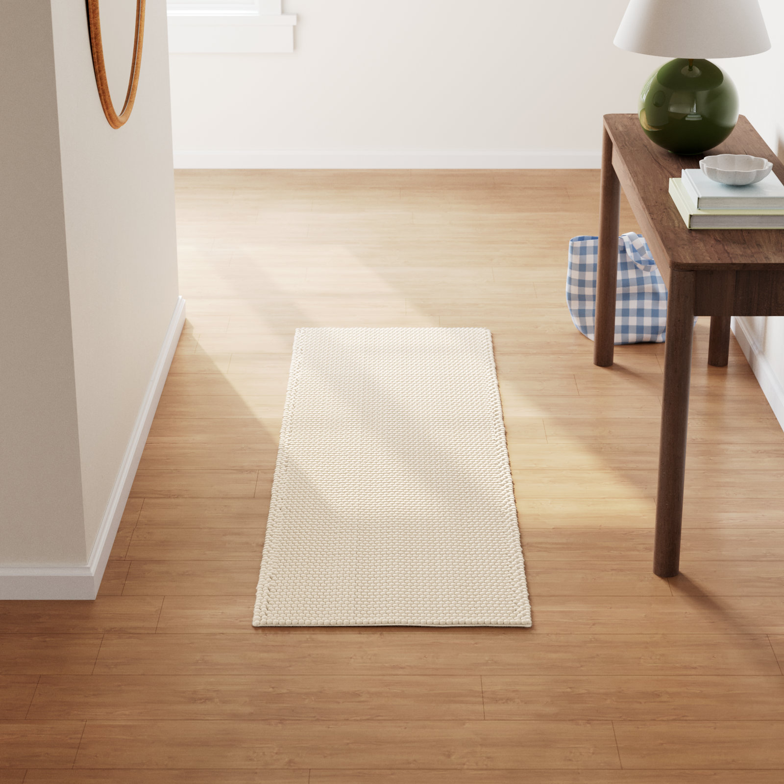 Elle Ivory Hand-Woven Wool Rug, Runner 2' x 6'
