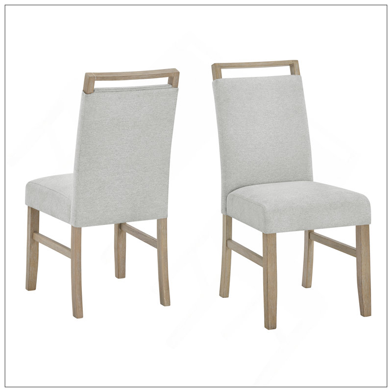 Ensemble de 2 chaises d'appoint Tabitha avec finition en chêne clair et tissu gris clair