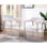 Fauteuil en tissu crème avec 2 pieds en métal brossé, conception solide, sièges mi-fermes, assemblage minimal pour la salle à manger, garniture simple