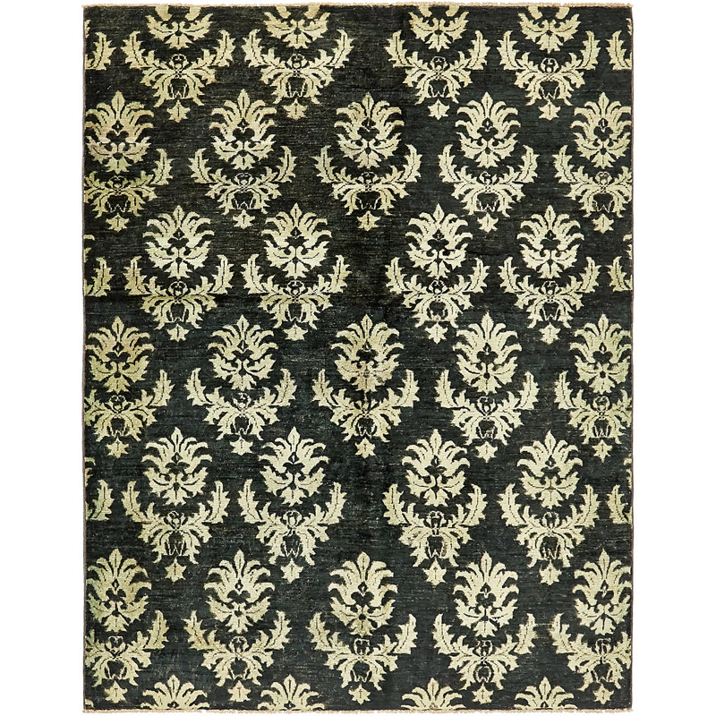 Tapis de zone en laine 5 pi x 6 pi 4 po one-of-kind à la main noué la Huntingdon