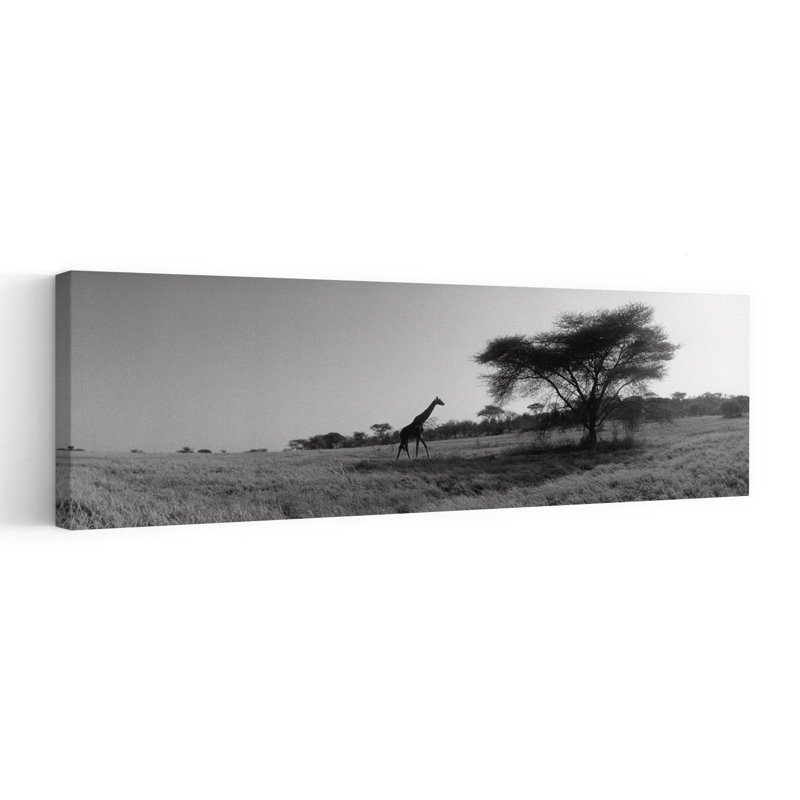 Girafe sur les plaines, Kenya, Afrique, paysage contemporain abstrait, art mural, H 12 po x l 36 po