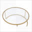 Ensemble de tables basses gigognes 2 pièces avec plateau en métal doré, faux marbre et verre transparent