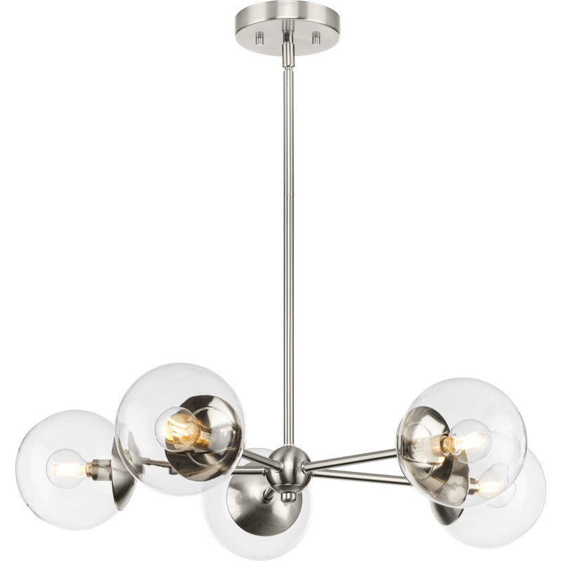 5-Light Chandelier, Nickel brossé