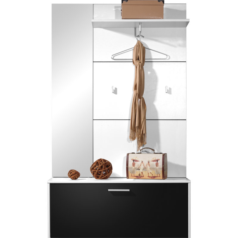 Hall Tree 100cm Wide, White / Black