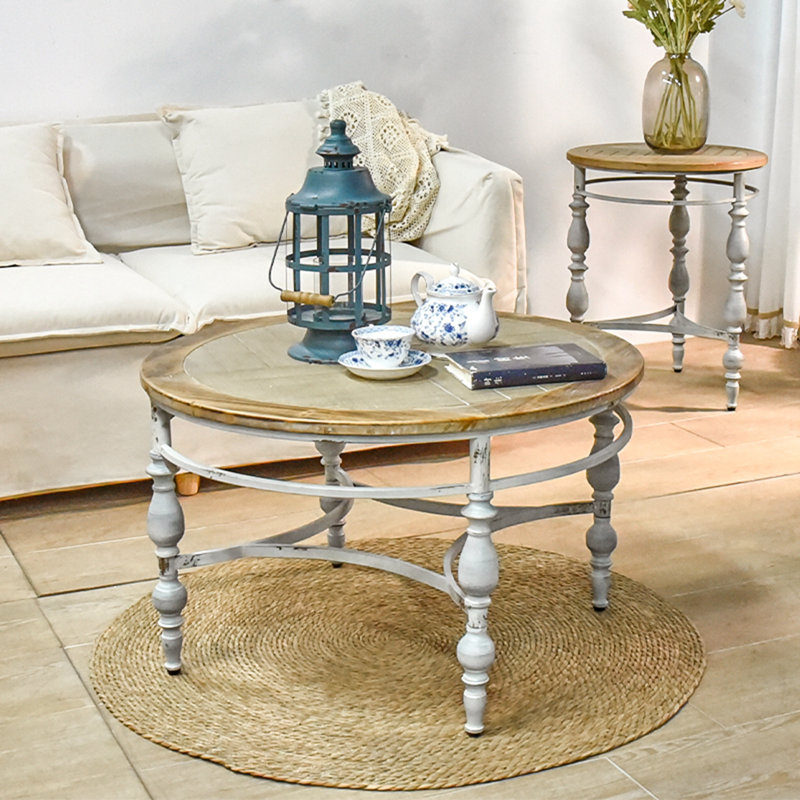 Accent Rustic Wooden Carved Coffee Table
