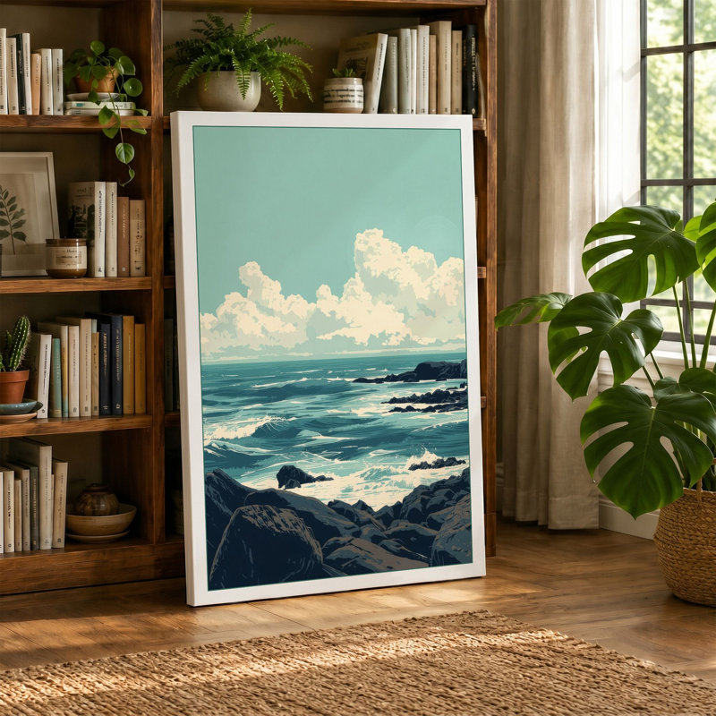 Rocky Coastline Coastal - Wrapped Canvas, 36x24 - 91.4 x 61.0 cm, White Border
