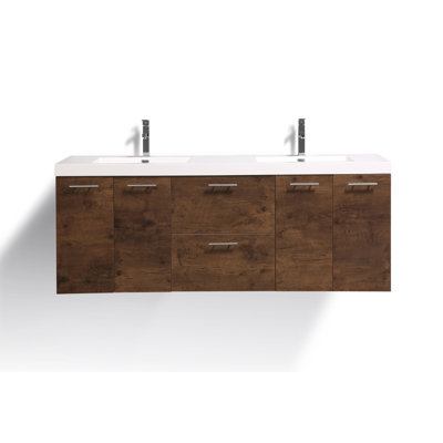 Leffler 84" Wall-Mounted Double Bathroom Vanity Set