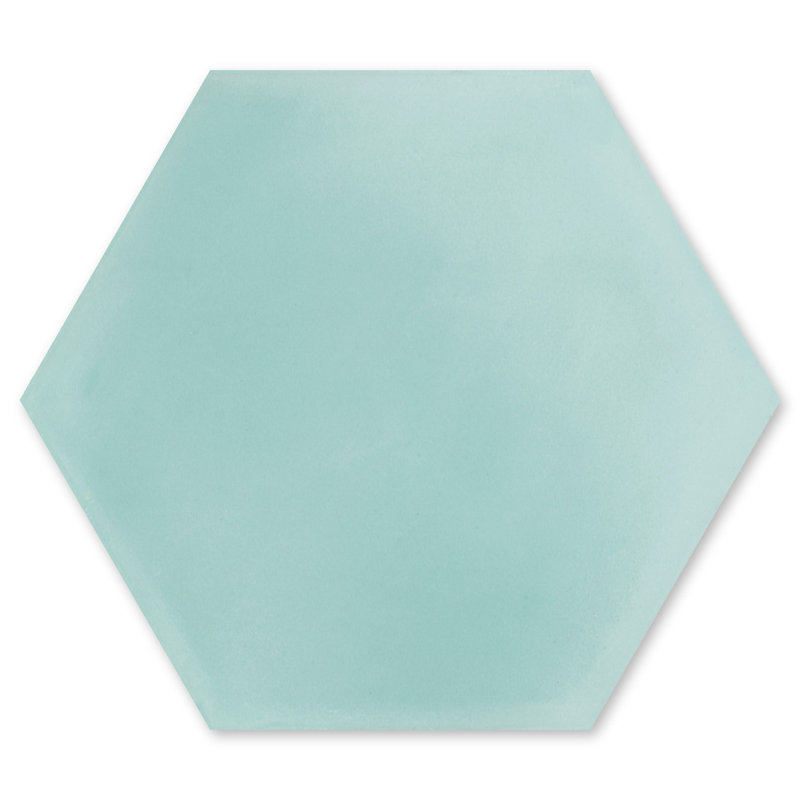 Solid Hex 8" x 9" Cement Wall & Floor Tile, Seaside Blue