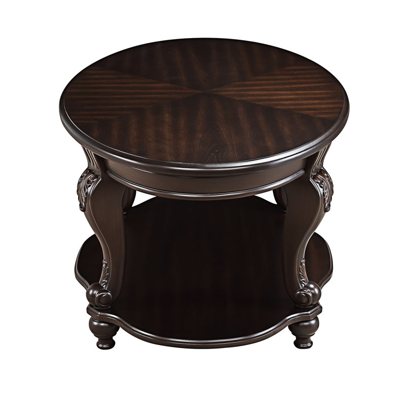 Table d'appoint en bois avec tablette, Espresso, Espresso