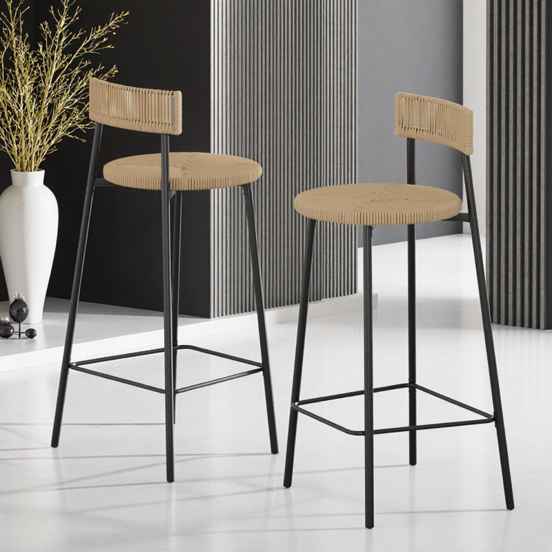 Ensemble de 2 tabourets de bar Boho, Miel