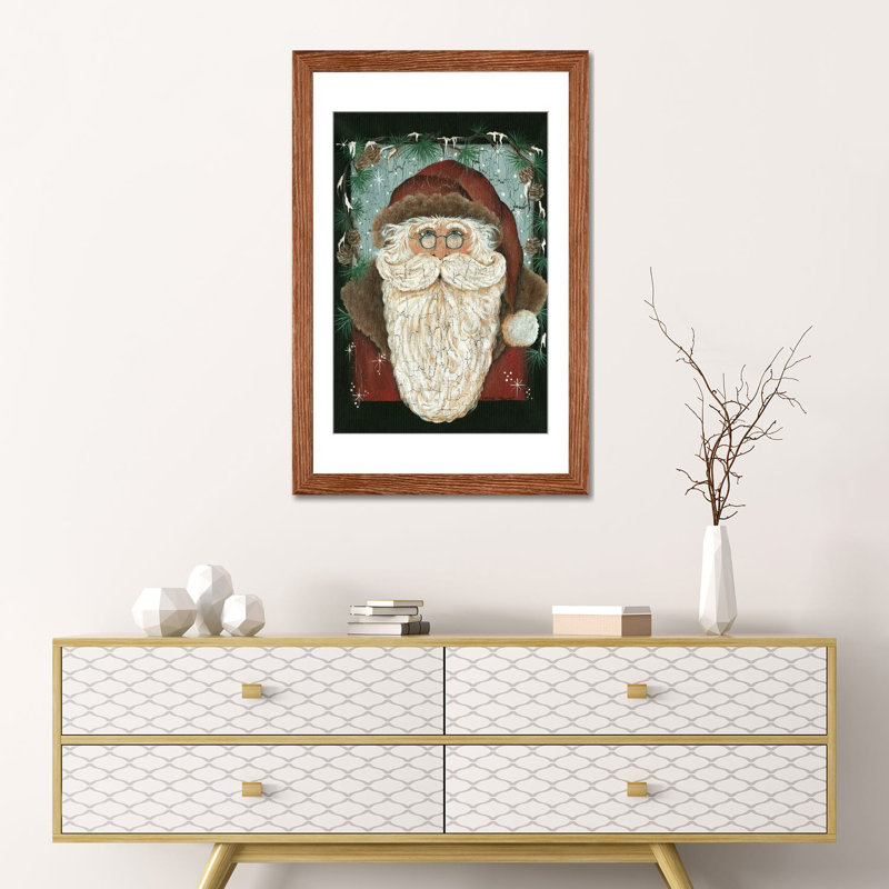 «Old World St. Nick» - reproduction d'art murale - papier d'art encadré, H 24 po x l 16 po, Brun