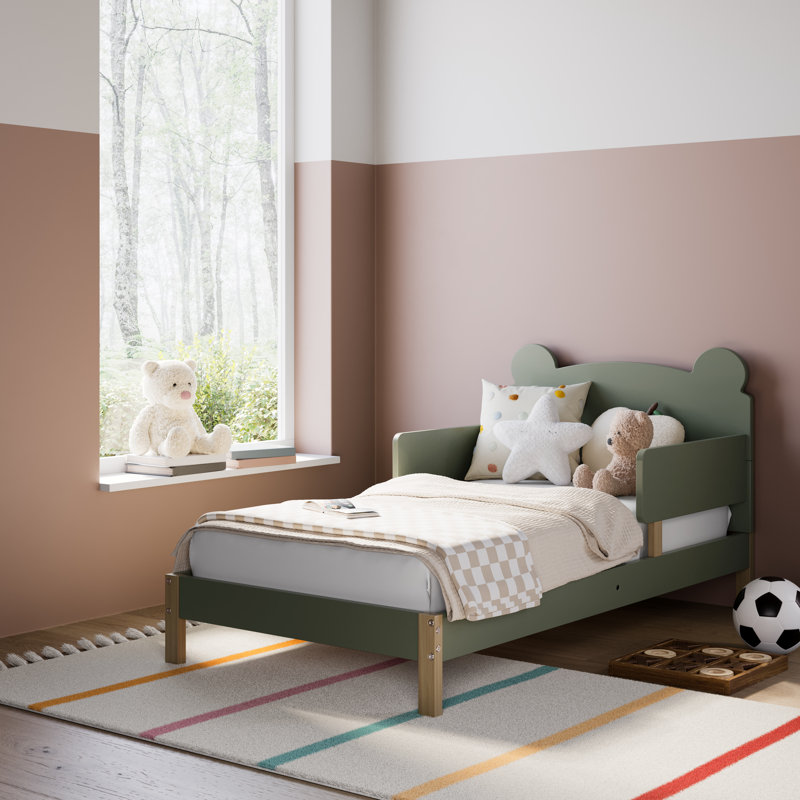Teddy Bear Toddler Bed, Olive