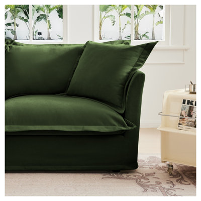 Fauteuil sans accoudoirs en chenille vert