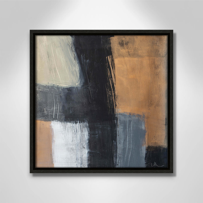 «Metallic Slate II» par Casa Fine Arts, Cadre flottant espresso, H 13,5 po x l 13,5 po x P 2 po