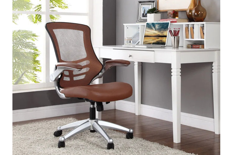 brown faux leather task chair