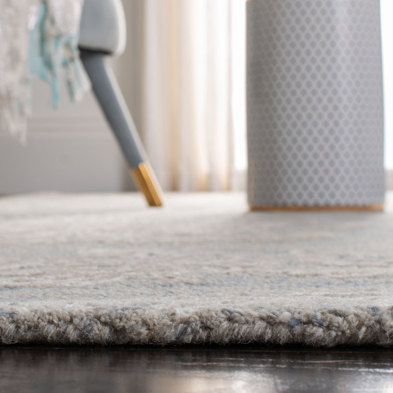 Salaam Hand Tufted Wool/Viscose Floral Rug in Light Blue/Ivory, Rectangle 9' x 12'