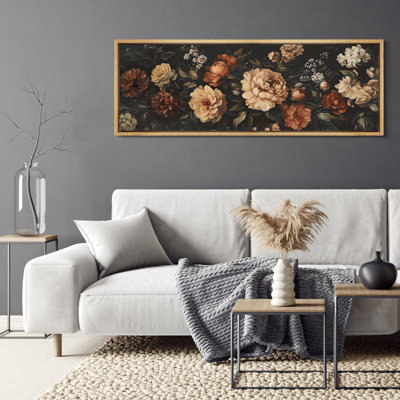 Moody Peony Flowers Bouquet - Oversized Framed Wall Decorations Canvas Print