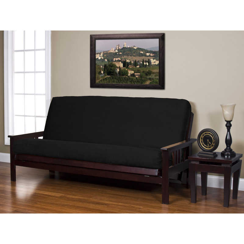 Housse pour futon à coussins carrés / rectangulaires Arsenal, Polyester noir, x P 2 pi 7 po Double