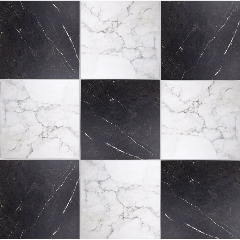 Italian Checkerboard 12 In. X 12 In. Marble Look Porcelain Floor And Wall Tile (23.24 Sq. Ft. / Case), Blanc/Nero