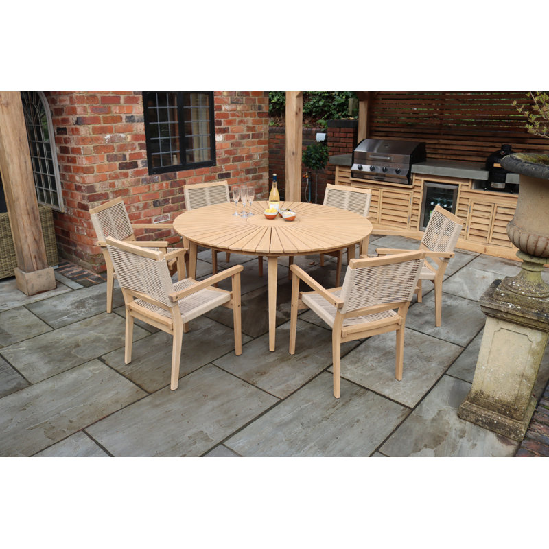 Roma 6 seater 150cm dining set stacking chairs