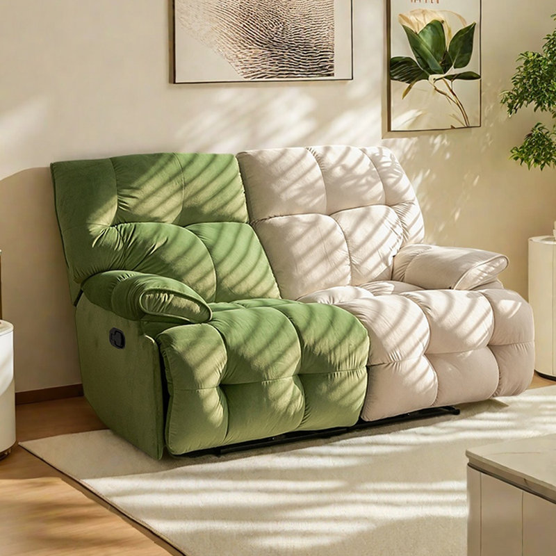 Fauteuil inclinable ergonomique spacieux à deux positions, Mélange de polyester vert / beige