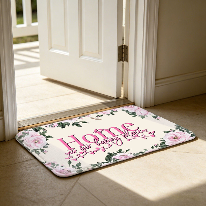Tapis rose pour aquarelle pour porte d'entrée 24 x 36 po Watercolor