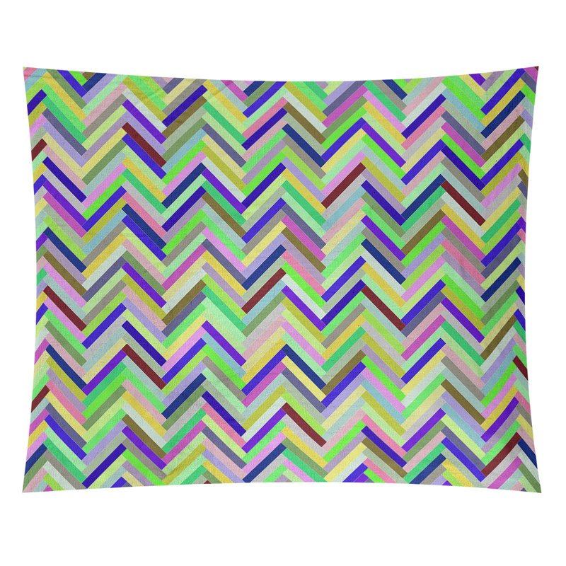 Tapisserie murale chevrons, H 27,5 po x l 37,5 po, Vert / Bleu