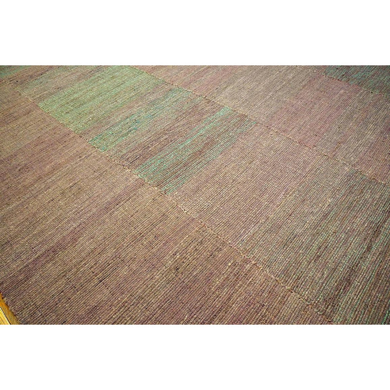 Tapis à tissage plat en laine tissé à la main style Awesome de couleur rose-vert 10 pi 0 po x 13 pi 8 po