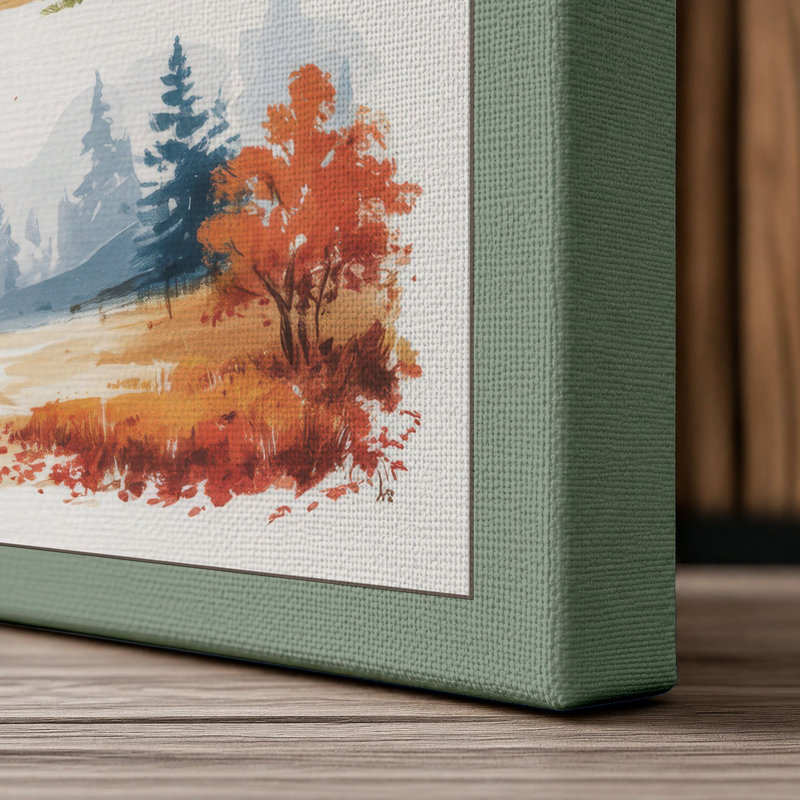 Autumn Vignettes Scandinavian - Wrapped Canvas, 30x20 - 76.2 x 50.8 cm, Sage Border
