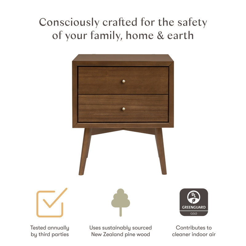 Palma Nightstand With USB Port, Natural Walnut