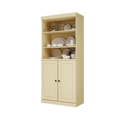 Bryani Palace Imports 100% Solid Wood Pantry Cabinet, Raised Panel Doors, Adjustable Shelves, 32" Wide, 71.5" Tall