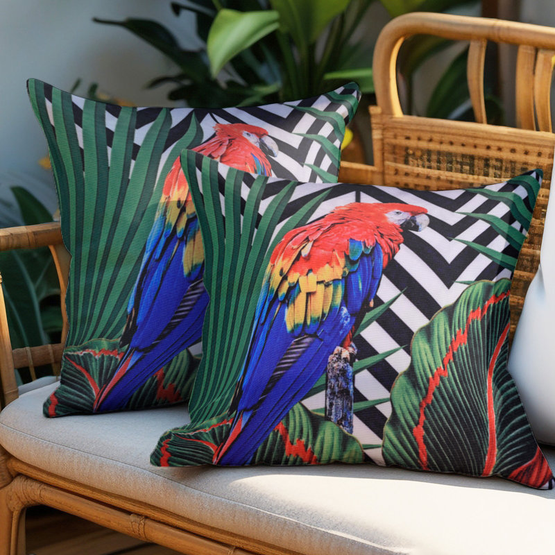 Ensemble de 4 housses de coussins décoratifs avec charmants oiseaux avec fermeture à glissière cachée pour décoration et cadeaux de Noël