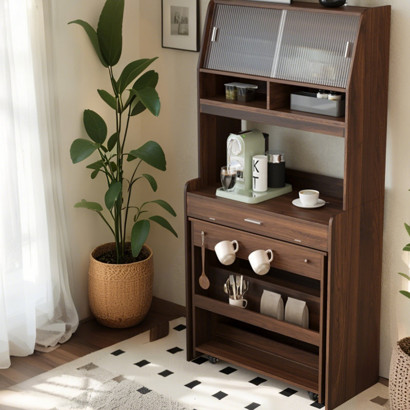 Buffet compact avec huche et table pliable 33,5 po TopMAX, Noyer