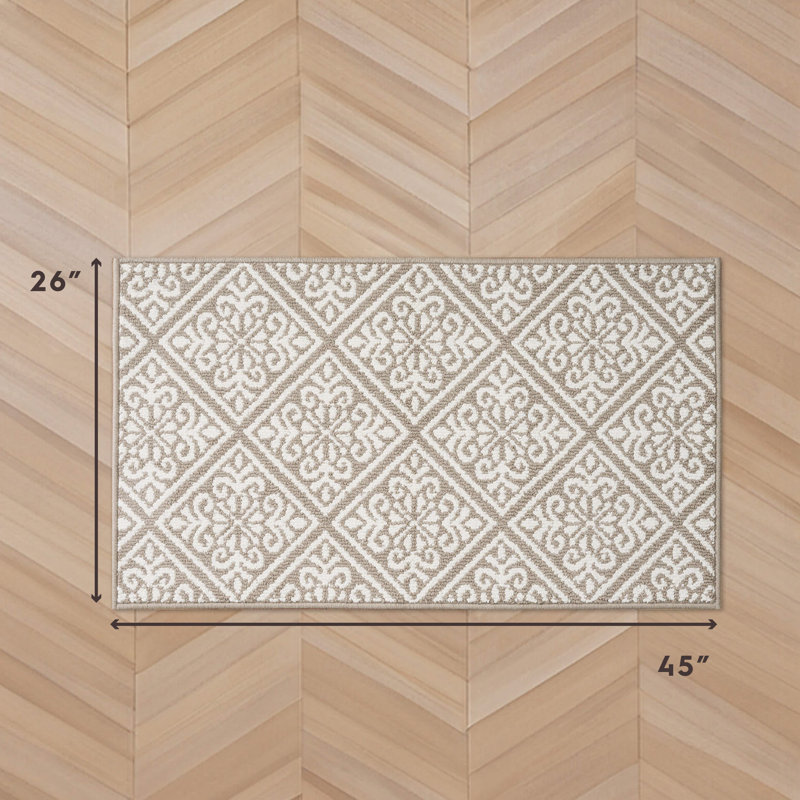 Austell Machine Woven Synthetic Geometric Area Rug, Linen/Natural, Rectangle 2'2" x 3'9"