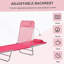Chaise longue pliante Outsunny, chaise longue de bronzage avec dossier inclinable, siège en filet respirant et appui-tête pour la plage, la cour, le patio, le rose-1846319570