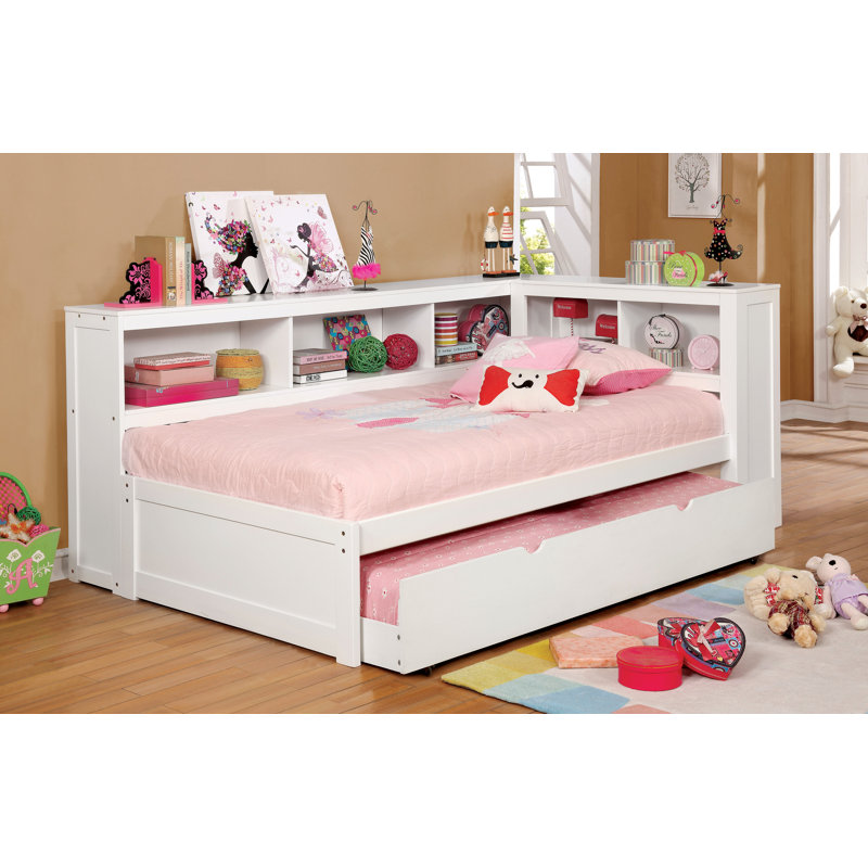 Lit plateforme avec rangement Araujo, Blanc, Simple